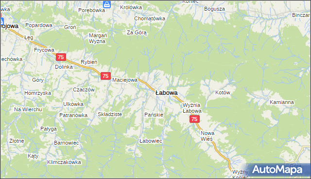 mapa Łabowa, Łabowa na mapie Targeo