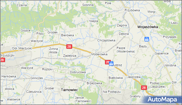 mapa Moderówka, Moderówka na mapie Targeo