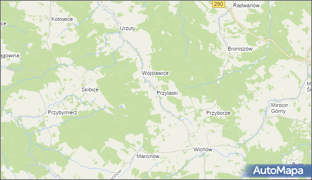 mapa Przylaski gmina Brzeźnica, Przylaski gmina Brzeźnica na mapie Targeo