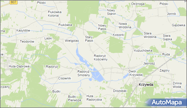 mapa Radoryż Kościelny, Radoryż Kościelny na mapie Targeo