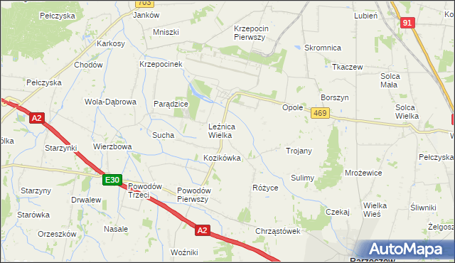 mapa Różyce Żmijowe, Różyce Żmijowe na mapie Targeo