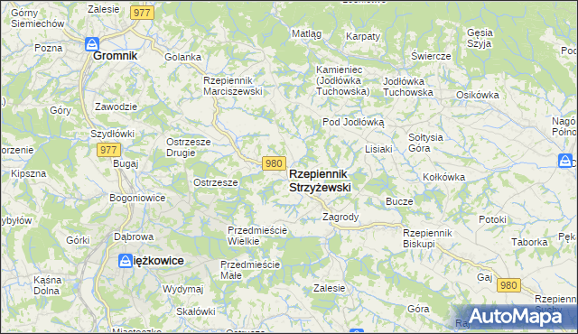 mapa Rzepiennik Strzyżewski, Rzepiennik Strzyżewski na mapie Targeo