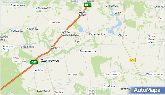 mapa Strzemeszna Pierwsza, Strzemeszna Pierwsza na mapie Targeo