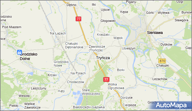mapa Tryńcza, Tryńcza na mapie Targeo