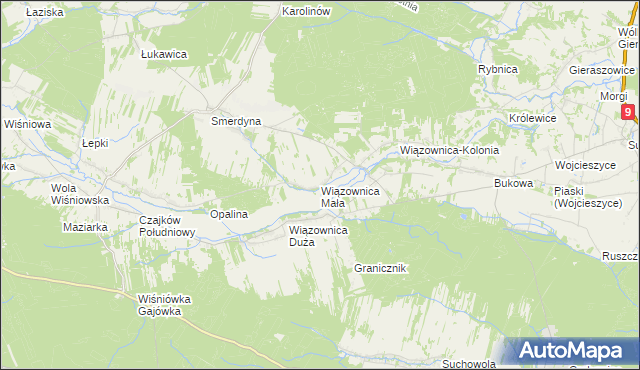 mapa Wiązownica Mała, Wiązownica Mała na mapie Targeo