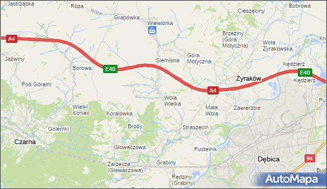 mapa Wola Wielka gmina Żyraków, Wola Wielka gmina Żyraków na mapie Targeo