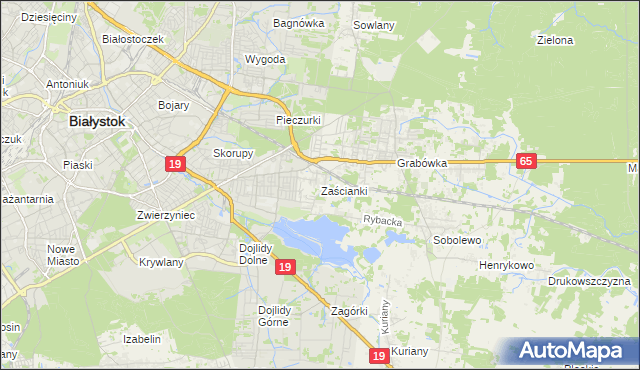 mapa Zaścianki gmina Supraśl, Zaścianki gmina Supraśl na mapie Targeo