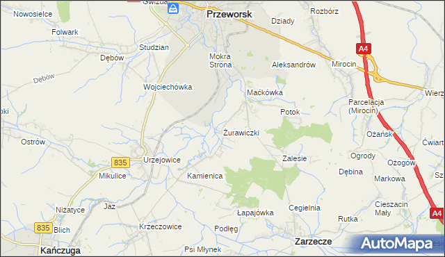 mapa Żurawiczki, Żurawiczki na mapie Targeo