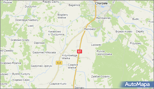 mapa Aleksandrowo gmina Chorzele, Aleksandrowo gmina Chorzele na mapie Targeo