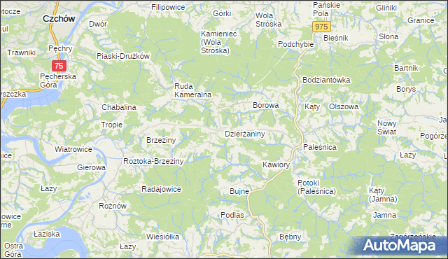 mapa Dzierżaniny, Dzierżaniny na mapie Targeo