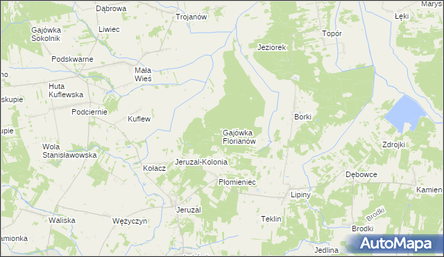 mapa Gajówka Florianów, Gajówka Florianów na mapie Targeo