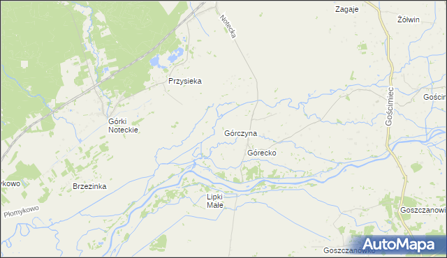 mapa Górczyna gmina Zwierzyn, Górczyna gmina Zwierzyn na mapie Targeo