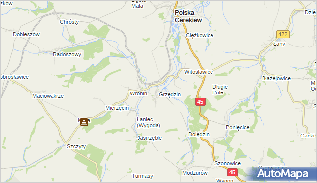 mapa Grzędzin, Grzędzin na mapie Targeo