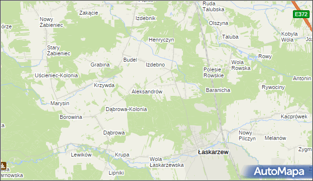 mapa Izdebno-Kolonia gmina Łaskarzew, Izdebno-Kolonia gmina Łaskarzew na mapie Targeo