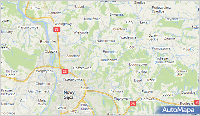 mapa Januszowa, Januszowa na mapie Targeo