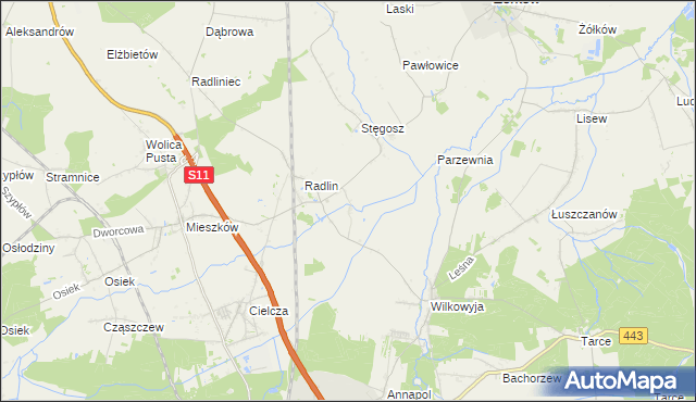 mapa Kąty gmina Jarocin, Kąty gmina Jarocin na mapie Targeo