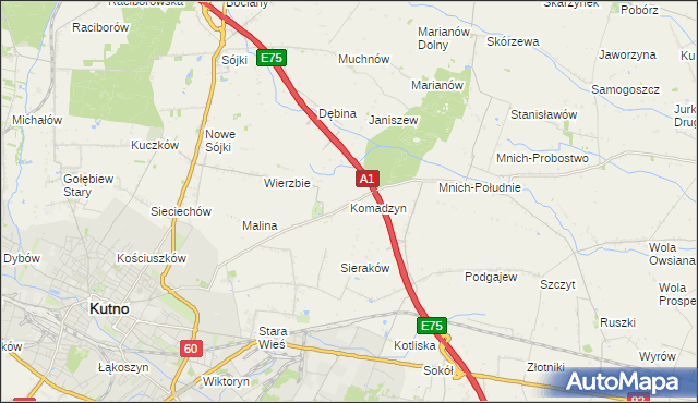 mapa Komadzyn, Komadzyn na mapie Targeo