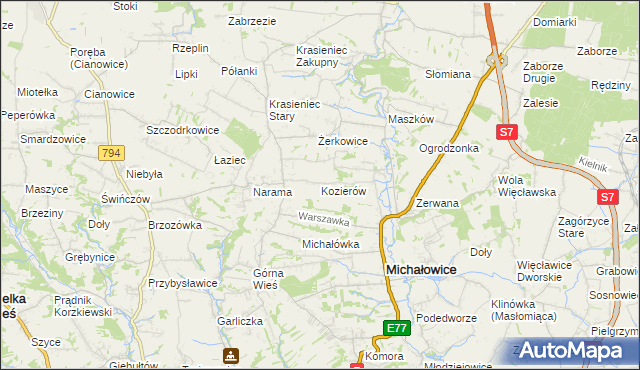 mapa Kozierów, Kozierów na mapie Targeo