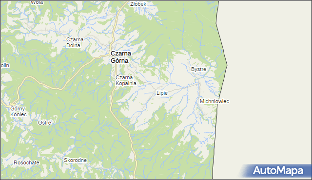 mapa Lipie gmina Czarna, Lipie gmina Czarna na mapie Targeo