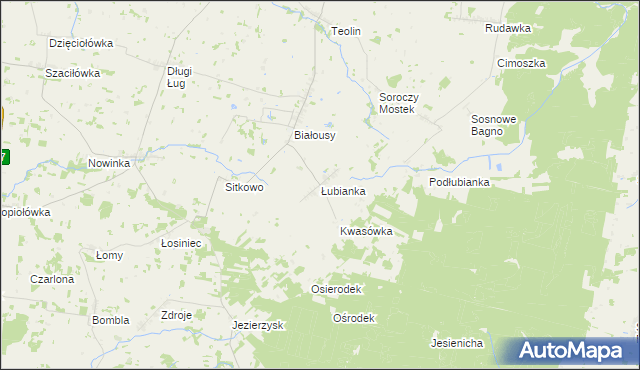 mapa Łubianka gmina Janów, Łubianka gmina Janów na mapie Targeo