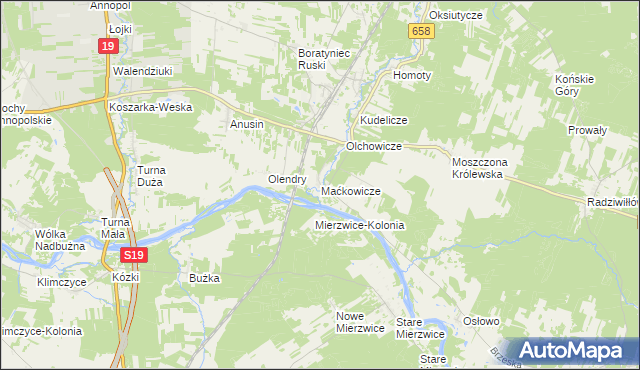 mapa Maćkowicze, Maćkowicze na mapie Targeo