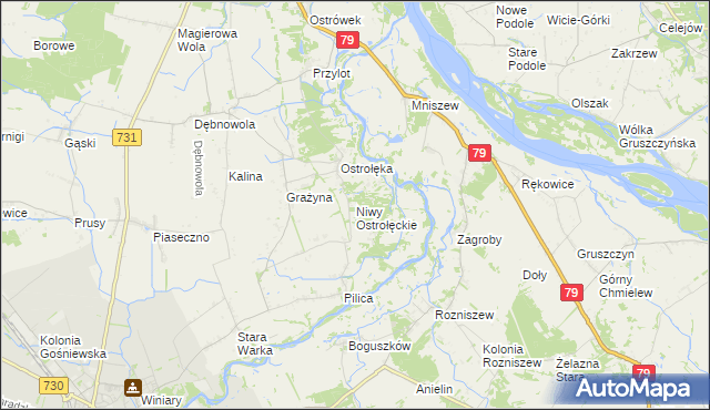 mapa Niwy Ostrołęckie, Niwy Ostrołęckie na mapie Targeo