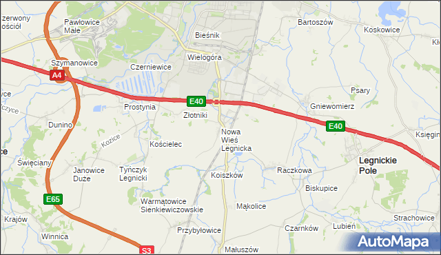 mapa Nowa Wieś Legnicka, Nowa Wieś Legnicka na mapie Targeo