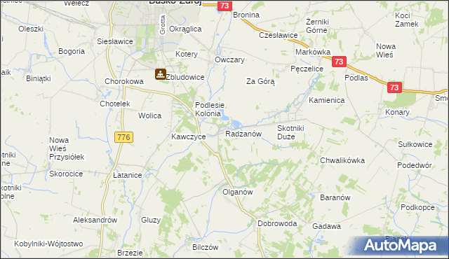 mapa Radzanów gmina Busko-Zdrój, Radzanów gmina Busko-Zdrój na mapie Targeo