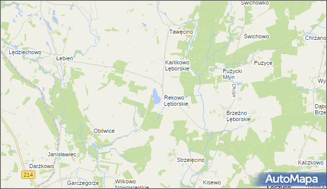 mapa Rekowo Lęborskie, Rekowo Lęborskie na mapie Targeo