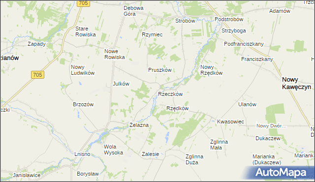 mapa Rzeczków gmina Skierniewice, Rzeczków gmina Skierniewice na mapie Targeo