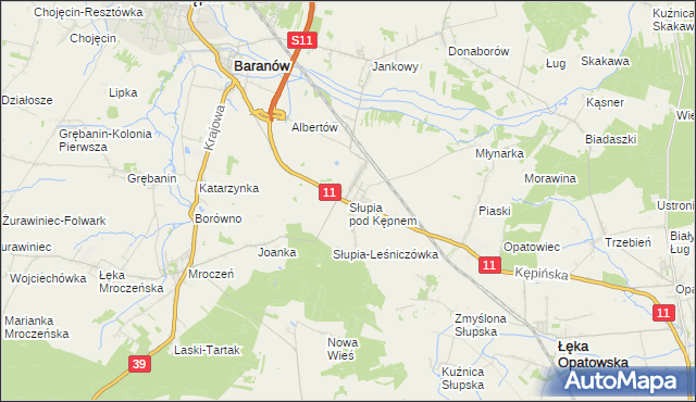 mapa Słupia pod Kępnem, Słupia pod Kępnem na mapie Targeo