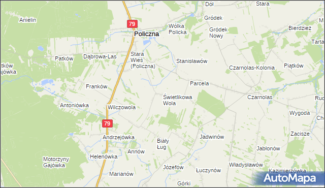 mapa Świetlikowa Wola, Świetlikowa Wola na mapie Targeo