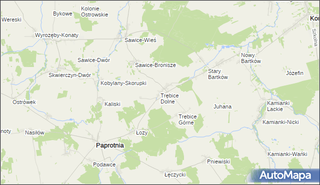 mapa Trębice Dolne, Trębice Dolne na mapie Targeo