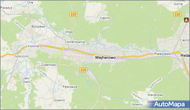 mapa Wejherowo, Wejherowo na mapie Targeo