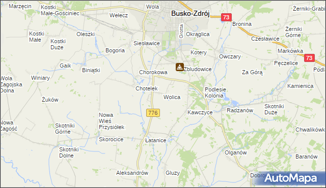 mapa Wolica gmina Busko-Zdrój, Wolica gmina Busko-Zdrój na mapie Targeo