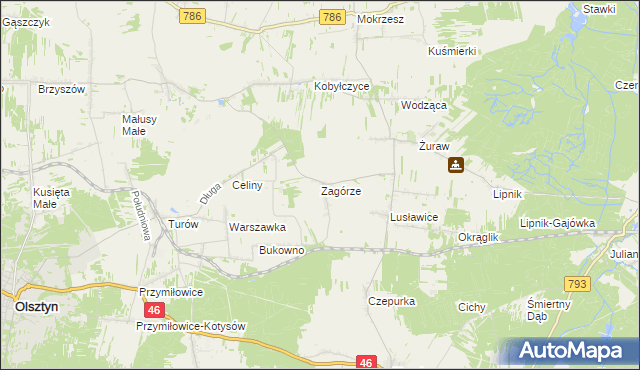 mapa Zagórze gmina Janów, Zagórze gmina Janów na mapie Targeo