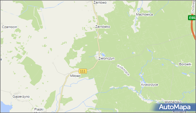 mapa Zielonczyn gmina Stepnica, Zielonczyn gmina Stepnica na mapie Targeo