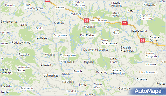 mapa Długołęka-Świerkla, Długołęka-Świerkla na mapie Targeo