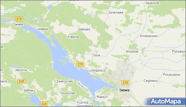 mapa Gola gmina Sława, Gola gmina Sława na mapie Targeo