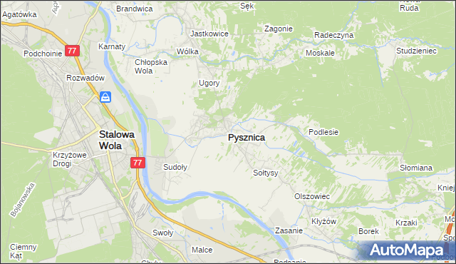 mapa Pysznica, Pysznica na mapie Targeo