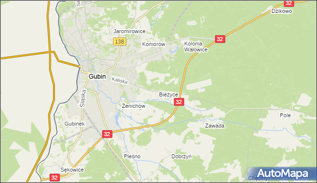 mapa Bieżyce, Bieżyce na mapie Targeo