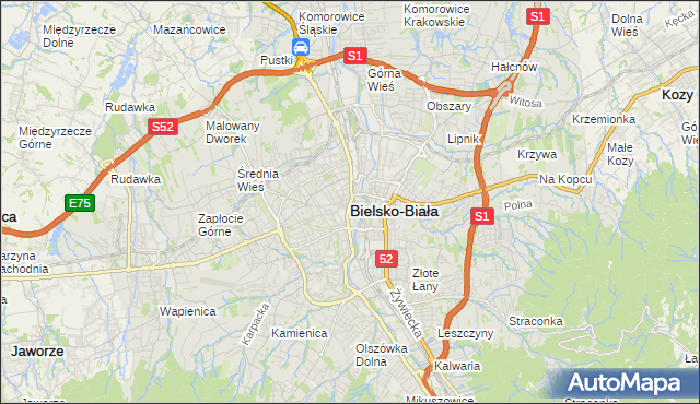 mapa Bielsko-Białej, Bielsko-Biała na mapie Targeo