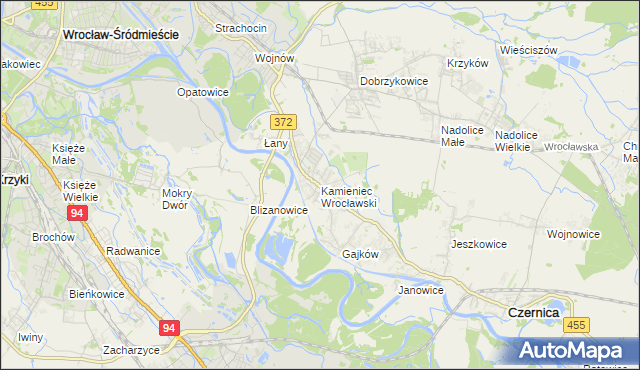 mapa Kamieniec Wrocławski, Kamieniec Wrocławski na mapie Targeo