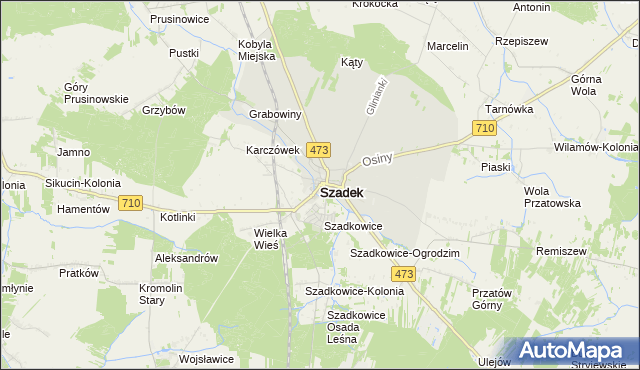 mapa Szadek powiat zduńskowolski, Szadek powiat zduńskowolski na mapie Targeo