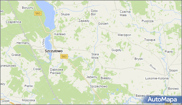 mapa Stara Wola gmina Szczutowo, Stara Wola gmina Szczutowo na mapie Targeo