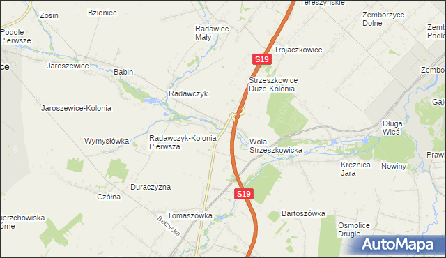 mapa Strzeszkowice Duże, Strzeszkowice Duże na mapie Targeo