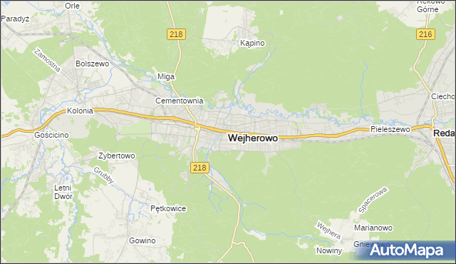 mapa Wejherowo, Wejherowo na mapie Targeo