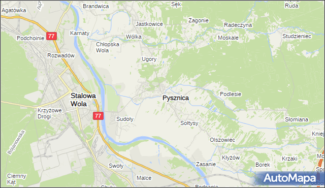 mapa Pysznica, Pysznica na mapie Targeo