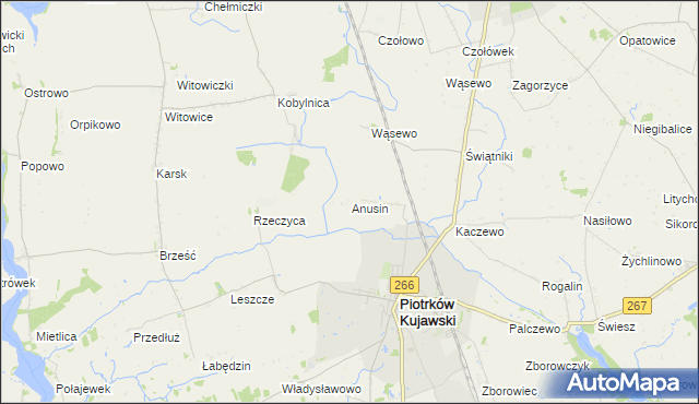 mapa Anusin gmina Piotrków Kujawski, Anusin gmina Piotrków Kujawski na mapie Targeo
