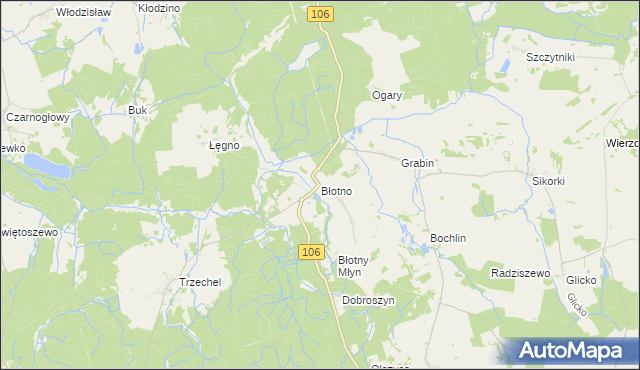 mapa Błotno gmina Nowogard, Błotno gmina Nowogard na mapie Targeo
